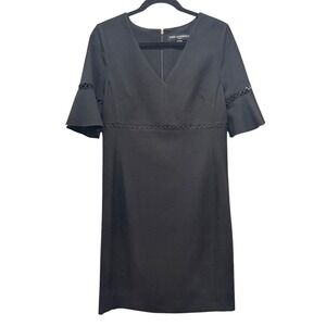 Karl Lagerfeld Paris Black Dress Size 8 V-Neck Flared Sleeve‎ Career Cocktail
